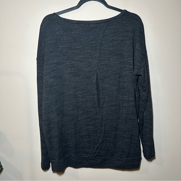Lou & Grey Signaturesoft Charcoal Knit Open Back Long Sleeve Top Size Large - Picture 15 of 16